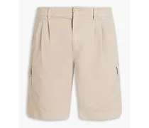 Appliquéd stretch-cotton cargo shorts - Neutral