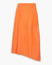 tibi Asymmetric shell midi skirt - Orange Orange