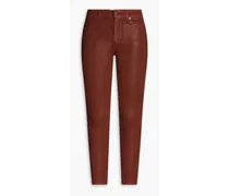 Hoxton waxed mid-rise skinny jeans - Red