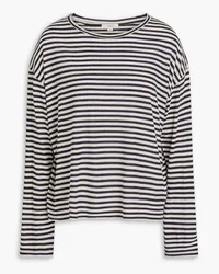 Vince Striped silk-blend jersey top - Blue Blue