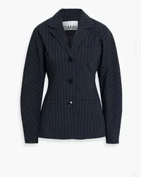 Ganni Pinstriped twill blazer - Blue Blue