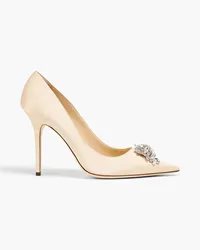 Jimmy Choo Crystal-embellished satin pumps - Neutral Neutral