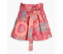 Abri pleated printed shell shorts - Pink