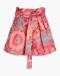 Ulla Johnson Abri pleated printed shell shorts - Pink Pink