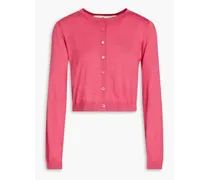 Cropped wool, silk and cashmere-blend cardigan - Pink