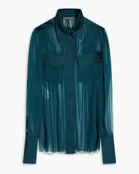 Alberta Ferretti Pleated silk-voile shirt - Blue Blue