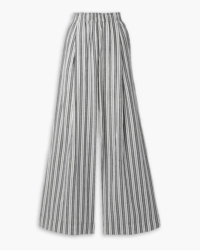 APIECE APART Suerte striped cotton and linen-blend wide-leg pants - Gray Gray