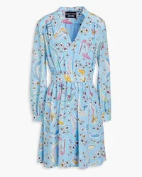 Moschino Printed silk crepe de chine mini dress - Blue Blue