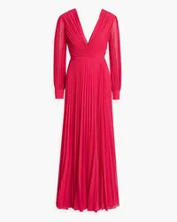 Badgley Mischka Plissé-chiffon gown - Orange Orange