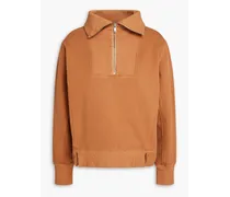 Cotton-fleece half-zip sweatshirt - Brown