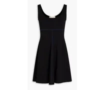 Flared stretch-jersey mini dress - Black