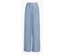 Metallic crochet-knit wide-leg pants - Blue
