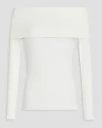 Enza Costa Fold-over ribbed-knit sweater - White White