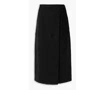 Linen-blend gauze wrap midi skirt - Black