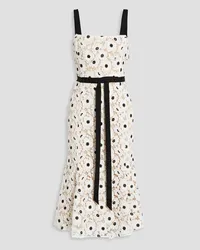 Oscar de la Renta Bow-embellished guipure lace midi dress - Black Black