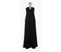 Cotton-blend halterneck maxi dress - Black