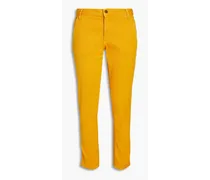 Cotton-blend twill slim-leg pants - Yellow