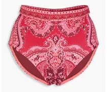Paisley-print high-rise bikini briefs - Pink