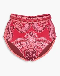 Zimmermann Paisley-print high-rise bikini briefs - Pink Pink