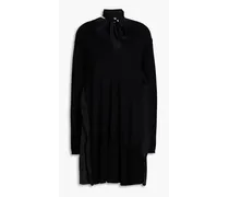 Pussy-bow wool mini dress - Black