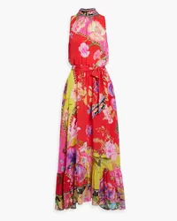 Camilla Crystal-embellished belted silk-crepe maxi dress - Red Red