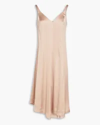 Brunello Cucinelli Bead-embellished stretch-silk satin-crepe midi slip dress - Neutral Neutral