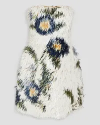 Oscar de la Renta Strapless sequined silk-organza mini dress - White White