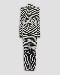 Balmain Zebra-jacquard maxi dress - White White