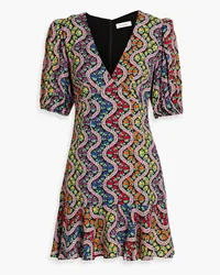 RHODE Ruby gathered printed crepe de chine mini dress - Multicolor Multicolor