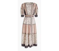Verona floral-print cotton-blend midi dress - Neutral