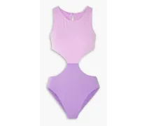 Celine cutout two-tone swimsuit - Purple