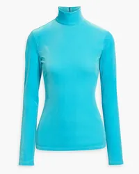 Victoria Beckham Stretch-velvet turtleneck top - Blue Blue