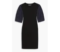 Broderie anglaise-paneled cotton-jersey dress - Black