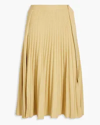 3.1 phillip lim Wrap-effect wool-effect pleated midi skirt - Yellow Yellow