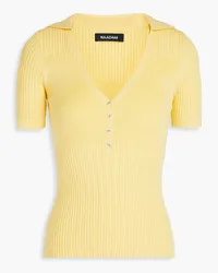 NAADAM Ribbed silk and cashmere-blend polo shirt - Yellow Yellow