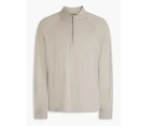 Linen-blend half-zip sweater - Gray