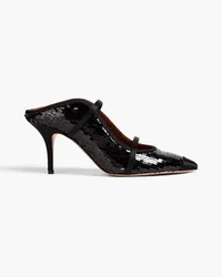 Malone Souliers Maureen 70 sequined mesh mules - Black Black