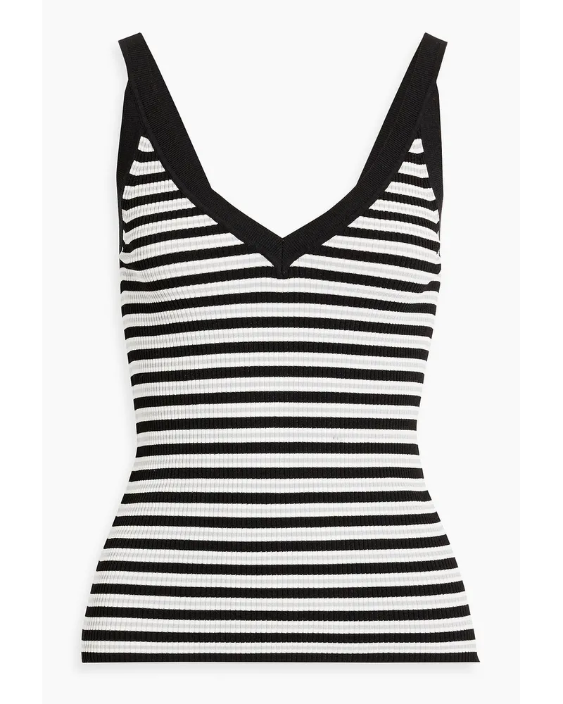 Carolina Herrera New York Striped ribbed-knit tank - Black Black