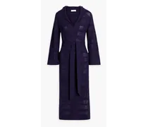 Crochet-knit cotton and linen-blend hooded midi dress - Purple