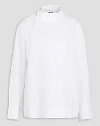 Ganni Snap-detailed cotton-poplin blouse - White White