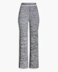 ROTATE Birger Christensen Solaima marled ribbed-knit flared pants - Black Black