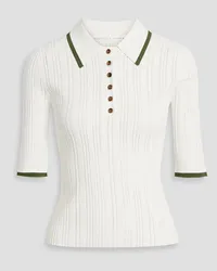 Veronica Beard Soza pointelle-knit polo shirt - White White