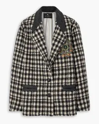 Etro Embroidered houndstooth woven coat - Black Black