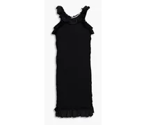Ruffled stretch-jersey mini dress - Black