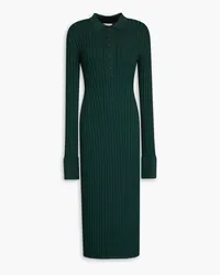 GALVAN Ribbed-knit midi shirt dress - Green Green