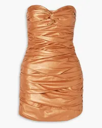 Zeynep Arcay Strapless ruched metallic leather mini dress - Metallic Metallic