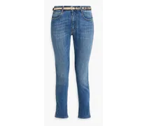 Belted mid-rise straight-leg jeans - Blue