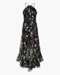 Marchesa Ruffled floral-print chiffon gown - Black Black