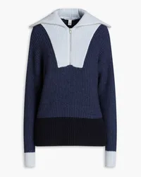 Autumn Cashmere Color-block ribbed-knit half-zip turtleneck sweater - Blue Blue