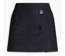 Button-embellished Prince of Wales checked tweed mini skirt - Gray